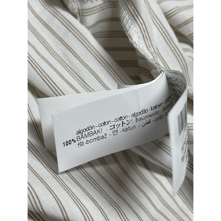 Zara Women's White Beige Striped Short Sleeve Pocket Button Down Shirt Top Sz XS