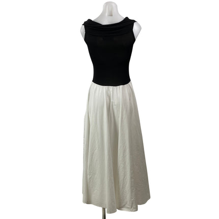 Gimaguas Womens Black White Sleeveless Color Block Fit & Flare Midi Dress Sz XS