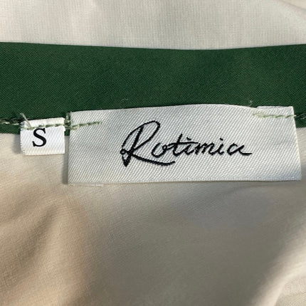 Rotimia Green Cream Sleeveless V Neck Colorblock Pleated A Line Maxi Dress S