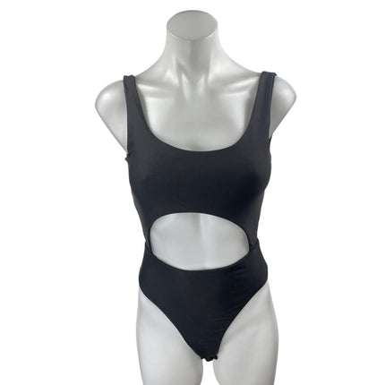 1Z45 Women's Black Cutout Waist Sleeveless One Piece Swimwear Swimsuit Size S