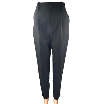Zara Women's Black High Rise Pleated Tapered Barrel Carrot Trousers Pants Sz XS