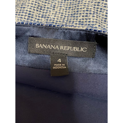 Banana Republic Blue Tweed High Waist Zip Pencil Straight Mini Skirt Size 4