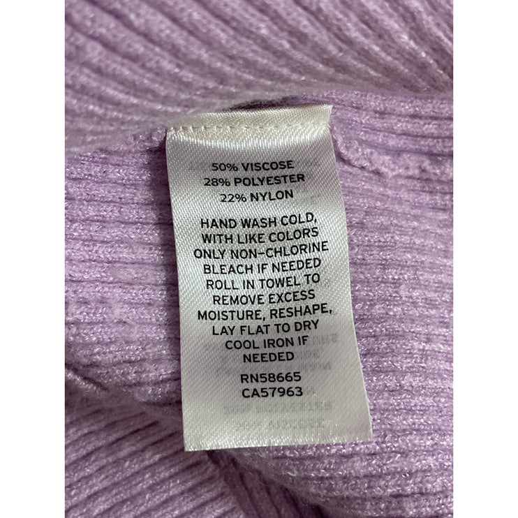 Halogen Women's Purple Lilac Sweetheart Ribbed Knit Short Sleeve Sweater Top S