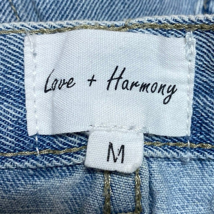 Love + Harmony Blue High Waisted Frayed Raw Hem Bermuda Denim Jeans Shorts Sz M