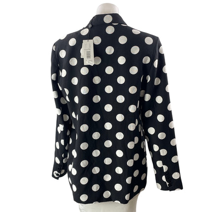 NEW Elie Tahari Black White Polka Dots Double Breasted Blazer Coat Jacket Sz 12