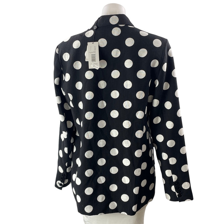 NEW Elie Tahari Black White Polka Dots Double Breasted Blazer Coat Jacket Sz 12