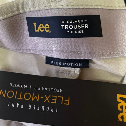NEW Lee Flex Motion Beige Mid Rise Straight Wide Leg Trousers Dress Pants Size 6