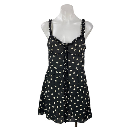 Realisation Par The Julia 100% Silk Sleeveless Black White Polka Mini Dress Sz S