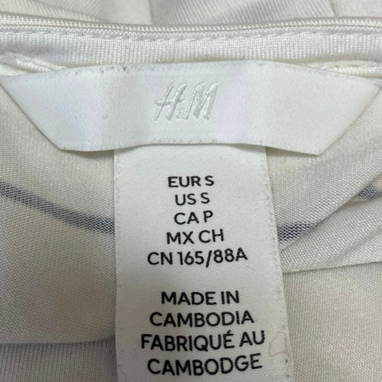 H&M White Black Sleeveless Striped Square Cami Camisole Tank Bodysuit Top Size S