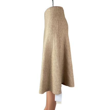 NEW Commense Beige Knit High Waisted A Line Flare Pleated Midi Skirt Size S