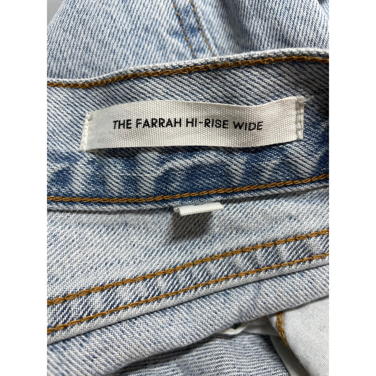Denim Forum The Farrah High Rise Blue Baggy Straight Wide Leg Jeans Pants Sz 27