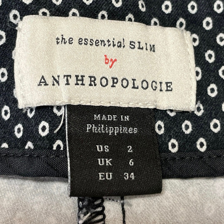 Anthropologie Womens Black Polka Dots High Waisted Skinny Trousers Pants Size 2