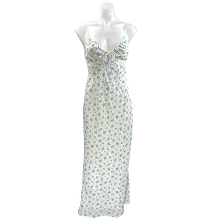 Kiss The Sky Juliette White Blue Floral Sleeveless Cami Camisole Maxi Dress XS