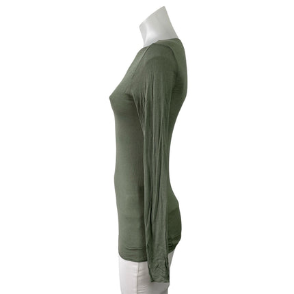 Intimissimi Womens Olive Green Boatneck Long Sleeve Pullover Tee T-shirt Top S