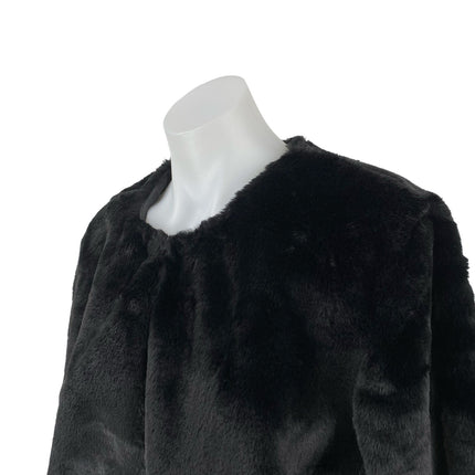 Windsor Women's Black Faux Fur Fuzzy Teddy Long Sleeve Cropped Blazer Jacket M