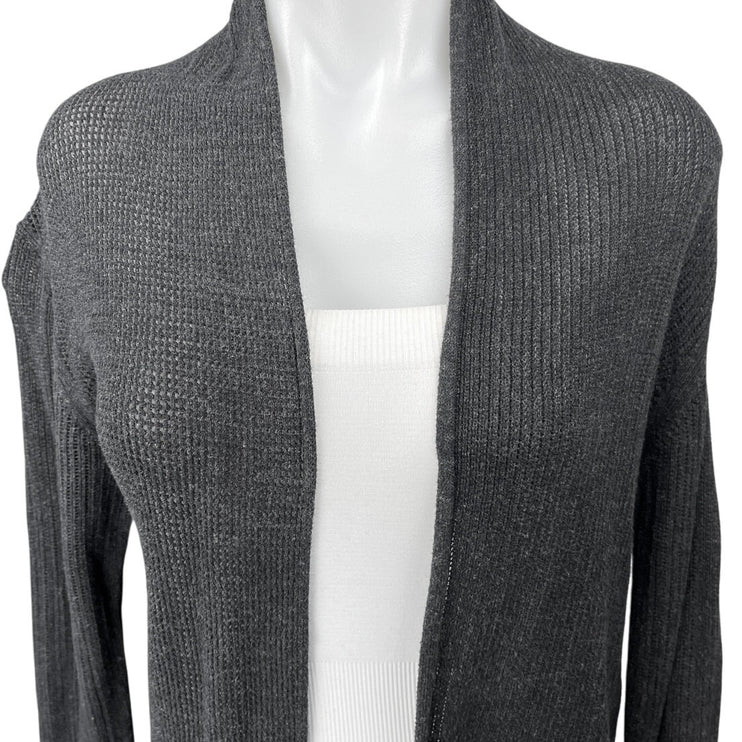 Allsaints Women's Black Knit Stretch Lightweight Open Cardigan Sweater Top Sz L