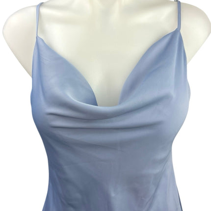 Urban Outfitters Blue Silk Satin Slip Cowl Neck Sleeveless Mini Dress Size M