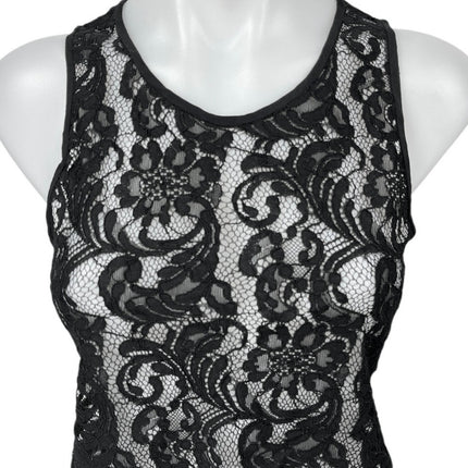 Aritzia Wilfred Black Lace Embroidered Floral Sleeveless Tank Blouse Top Size XS