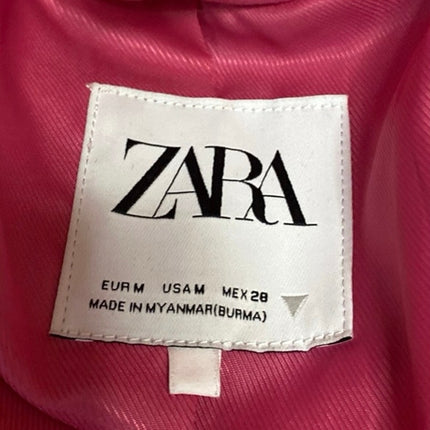 Zara Women's Pink One Button Notch Collar Long Sleeve Blazer Coat Jacket Size M