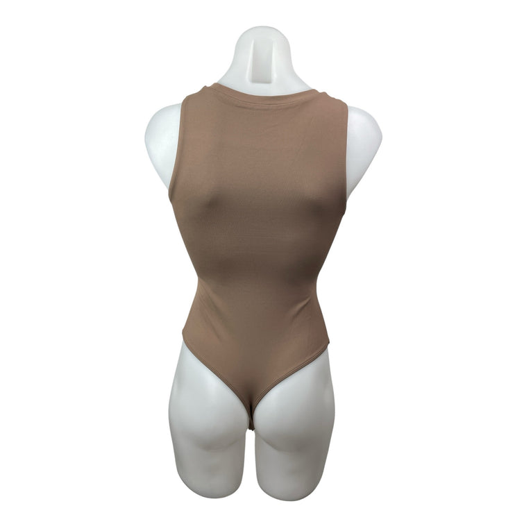 Aritzia Babaton Contour Crew Muscle Women's Beige Sleeveless Tank Bodysuit Top S