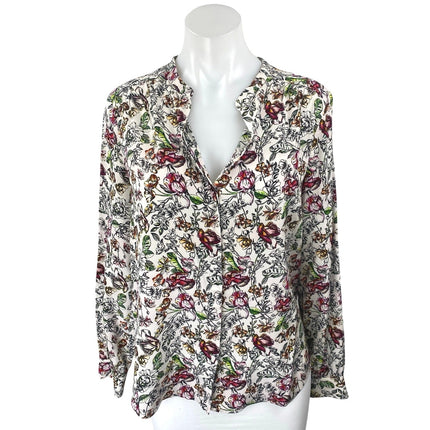 L'Agence Multicolor 100% Silk Floral Long Sleeve Button Down Shirt Blouse Top S