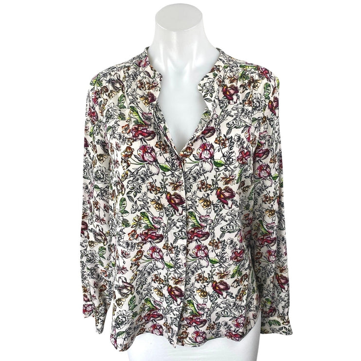 L'Agence Multicolor 100% Silk Floral Long Sleeve Button Down Shirt Blouse Top S