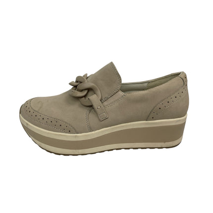 Dolce Vita Jhenee Beige Suede Leather Round Toe Chunky Platform Loafers Shoes 9