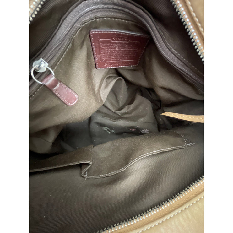 Coach F15064 Beige 2 Way Leather Crossbody Shoulder Strap Purse Tote Handbag OS