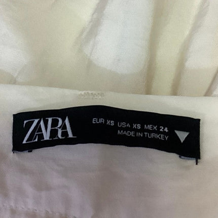 Zara Women's Cream White Straight Wide Leg High Waist Pleated Trousers Pants XS