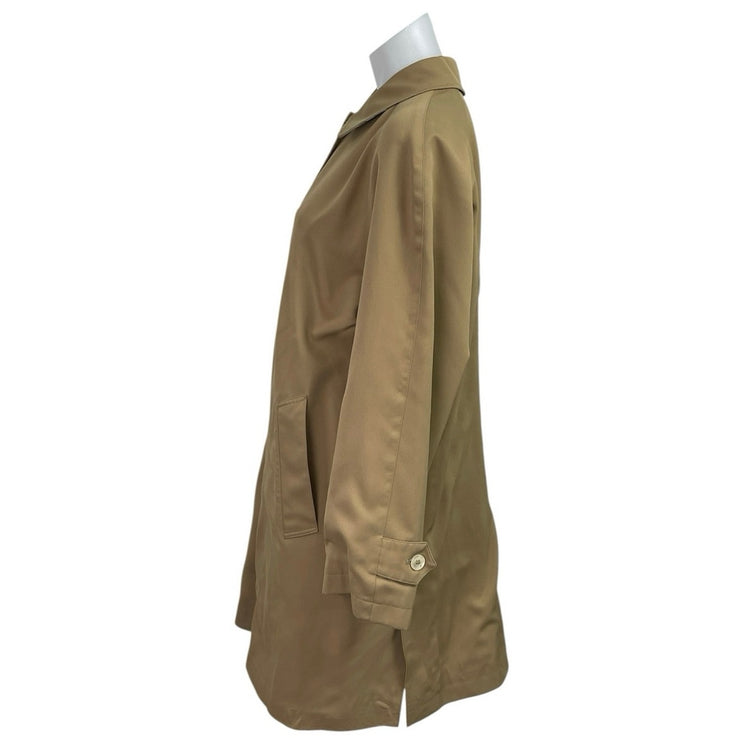 Burberry Women's Tan Long Sleeve Collared Button Down Midi Coat Jacket Size L