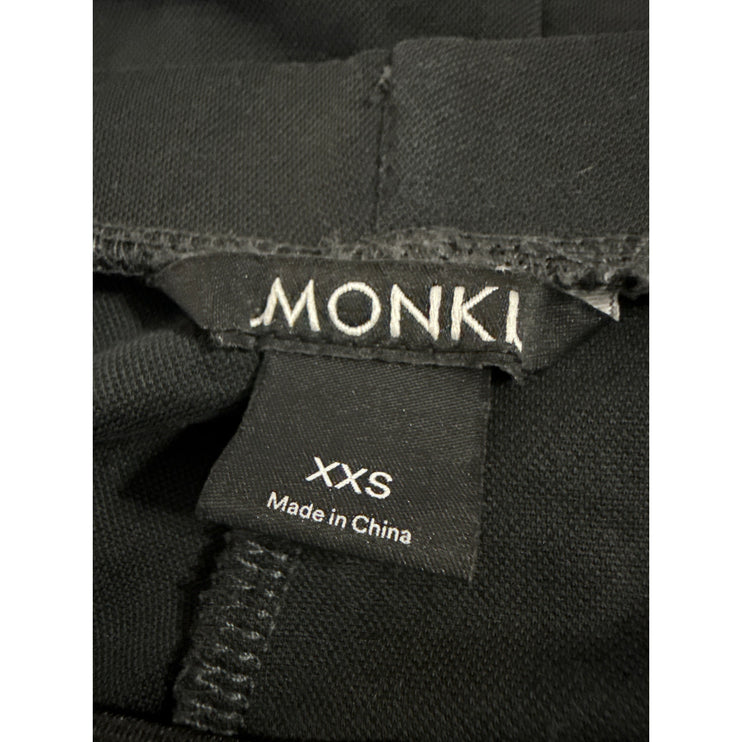 Monki Womens Black High Waisted Pull On Straight Pencil Midi Slip Skirt Size XXS