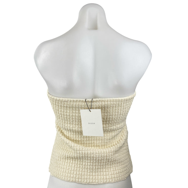 NEW Dissh Alex Cream Strapless Sleeveless Bandeau Textured Blouse Top Size XL