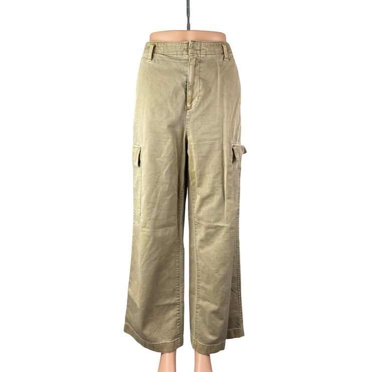 Gap Women's Beige Khaki High Rise Wide Leg Baggy Cargo Trousers Pants Size 8