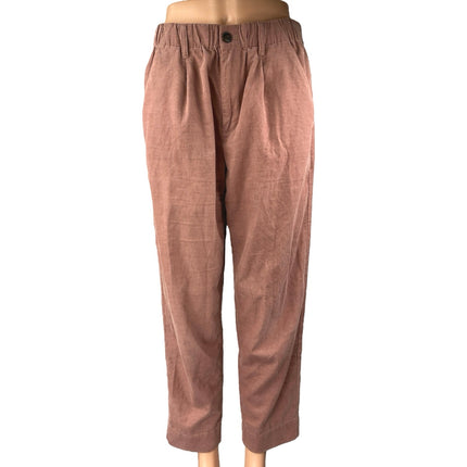 Madewell Women's Pink Corduroy Pull On Tapered High Rise Trousers Pants Size S
