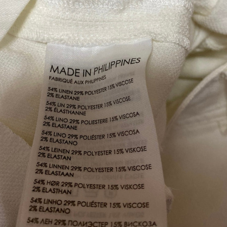 Club Monaco Women's White Linen High Waisted Wide Leg Palazzo Trousers Pants 34