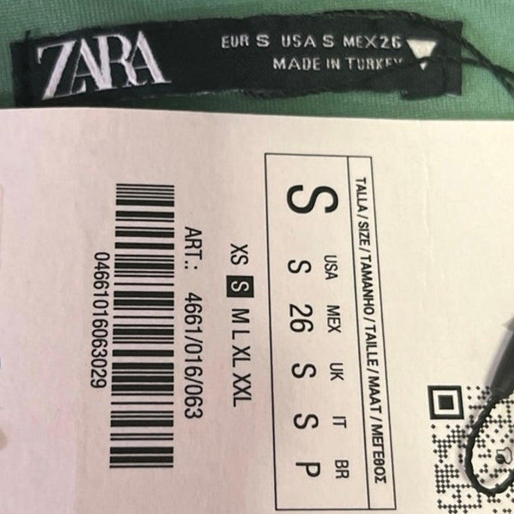 NEW Zara Women's Green White Pinstriped Sleeveless Plunge V Blouse Top Size S