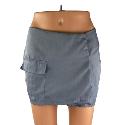 Motel Women's Gray Cargo Pocket High Rise Mini Athletic Utility Cargo Skirt XS