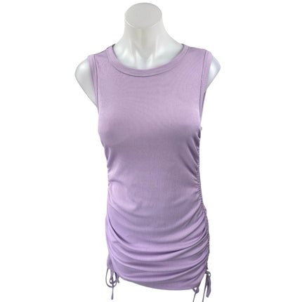 BTFBM Purple Rib Knit Ruched Tie Sleeveless Cami Mini Bodycon Tank Dress Size M
