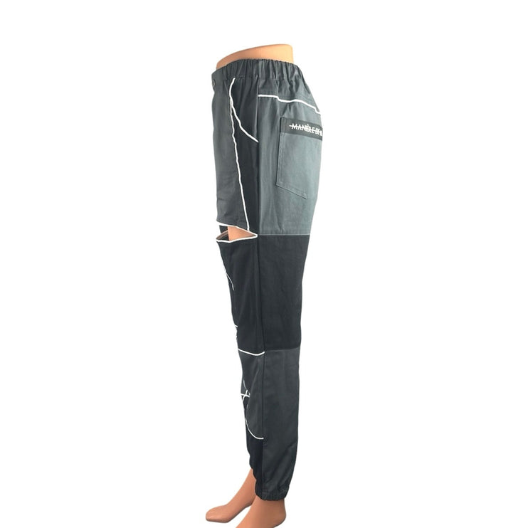NEW Maniere De Voir Color Block Detachable Loose Straight Cargo Trousers Pants 6
