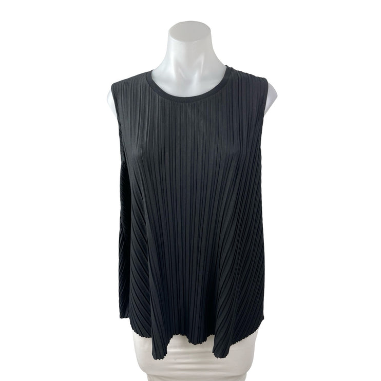 Philosophy Women's Black Pleated Sleeveless Round Neck Tank Blouse Top Size M
