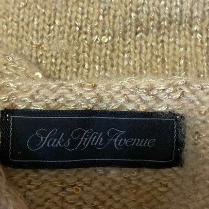 Saks Fifth Avenue Gold Metallic Wool Cashmere Sleeveless Tank Sweater Vest Top S