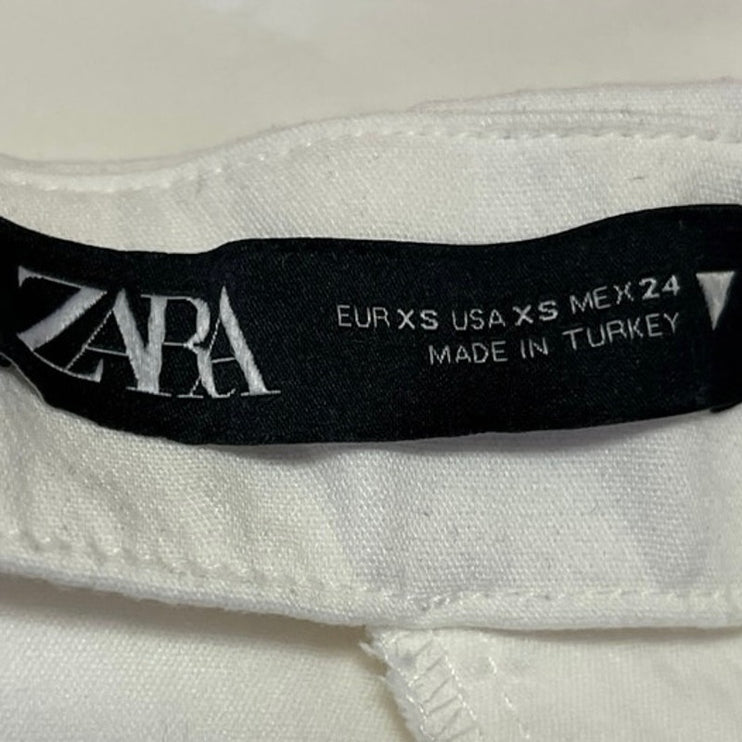 Zara Women's White Straight Pencil Slit Pockets Zipper Mini Skirt Skort Size XS