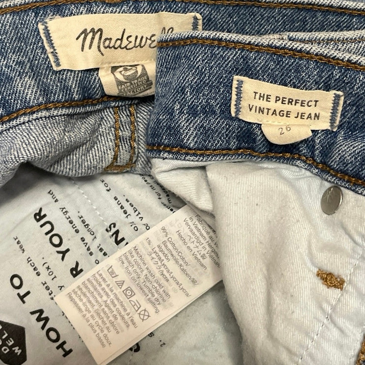 Madewell The Perfect Vintage Women's Blue Straight High Rise Denim Jeans Size 26