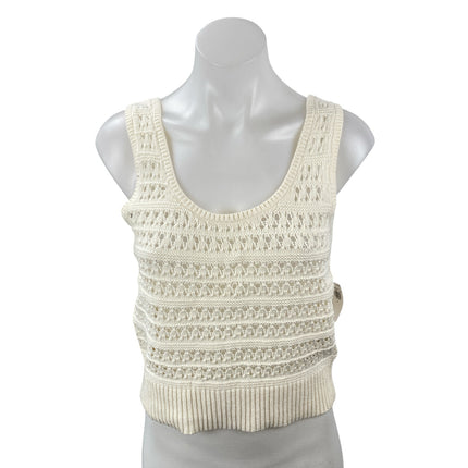 NEW Old Navy Cream Open Knit Crochet Scoop Neck Sleeveless Crop Tank Top Size S