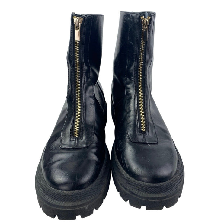Abercrombie & Fitch Laana Women's Black Leather Round Toe Zipper Boots Size 10