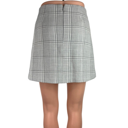 Aritzia Wilfred Gray Plaid Back Zipper Casual Golf Mini A-Line Skirt Size 2