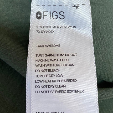 Figs Women's Green Short Sleeve V-Neck Pocket Medical Nurse Scrub Shirt Top Sz M