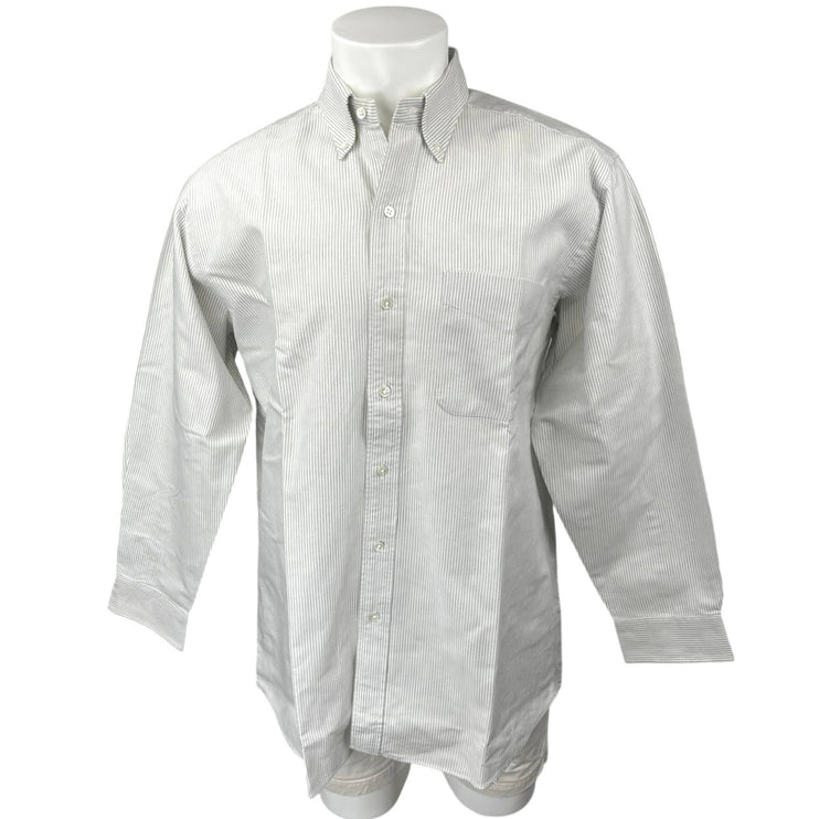 Swells New England Shirt Co Men's Gray Striped Long Sleeve Dress Shirt Top Sz 34