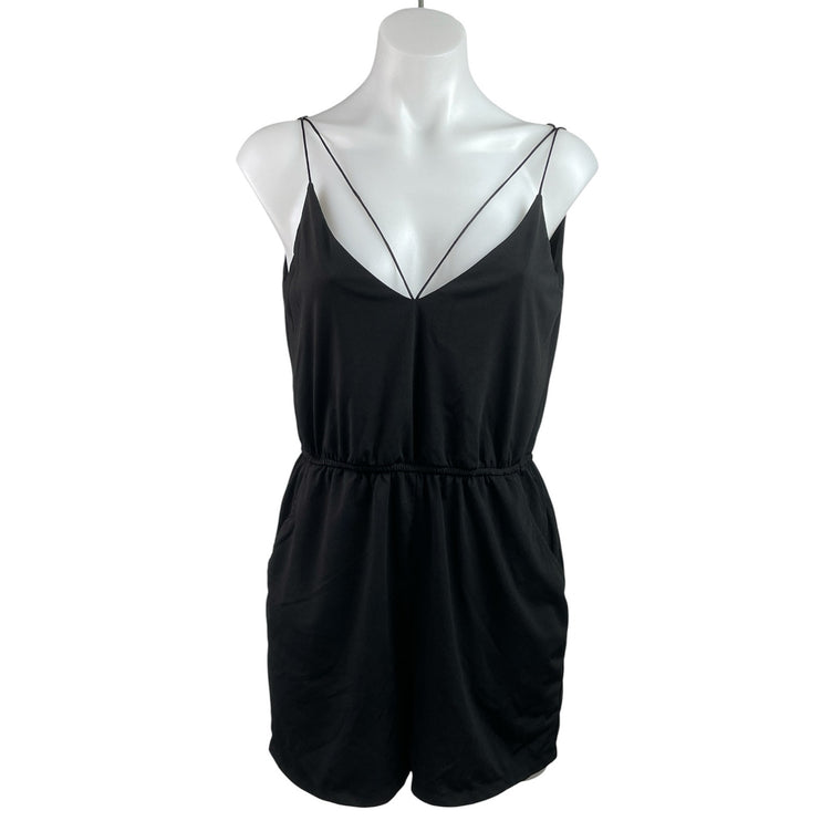 Sparkle & Fade Women's Black Sleeveless Cami Camisole V Neck Jumpsuit Romper S