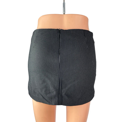 Superdown Black White Pinstriped Faux Pocket High Waist Pencil Mini Skirt Size S